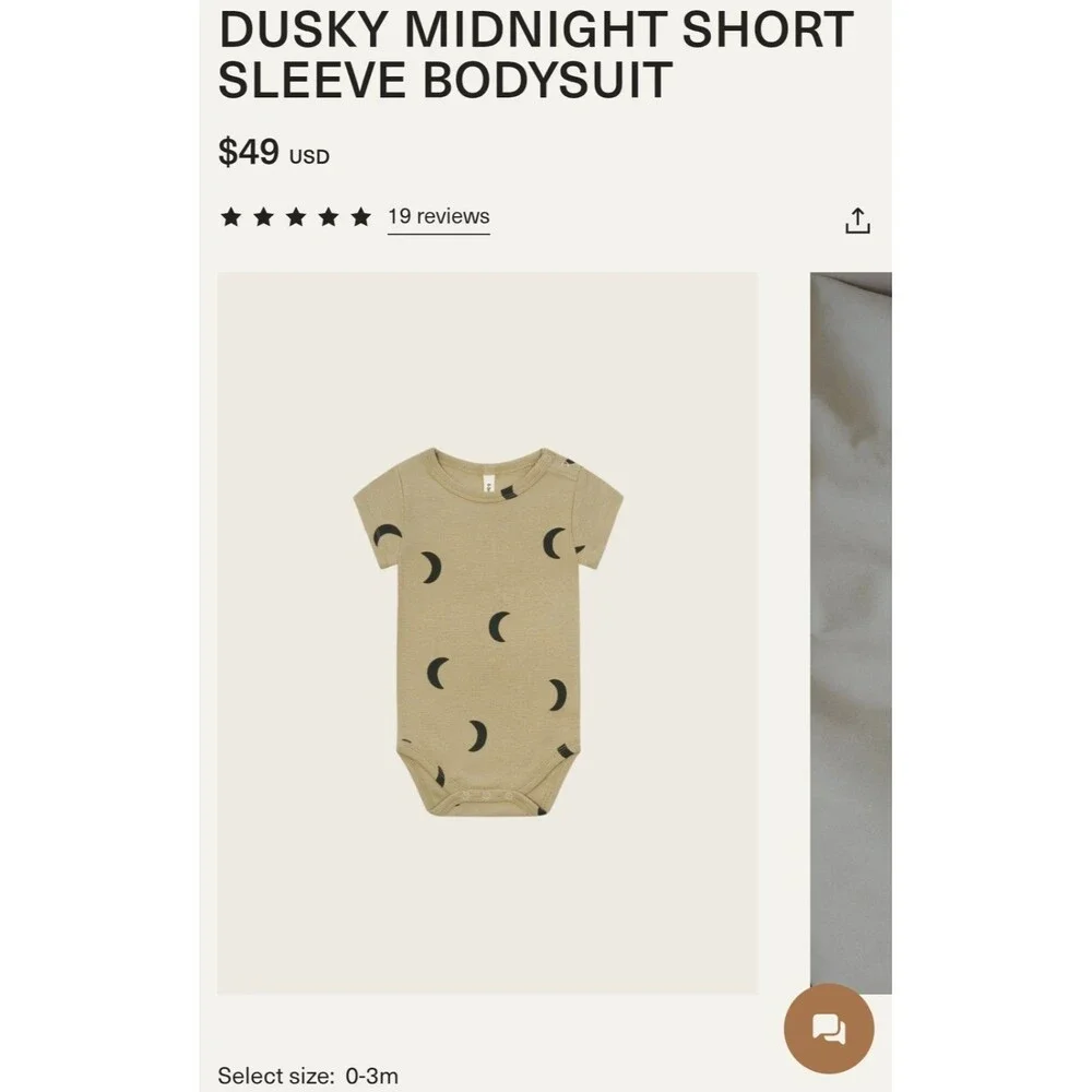 Organic zoo bodysuit dusty midnight size 0-3 months